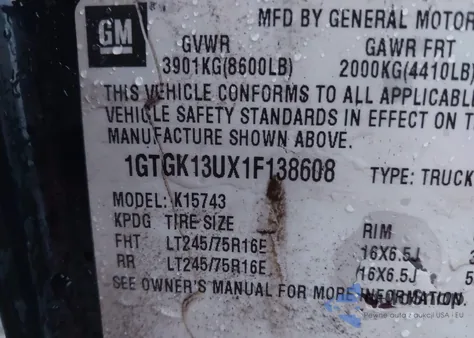 2001 GMC Sierra 1500Hd Sle from USA, damaged, VIN 1GTGK13UX1F138608